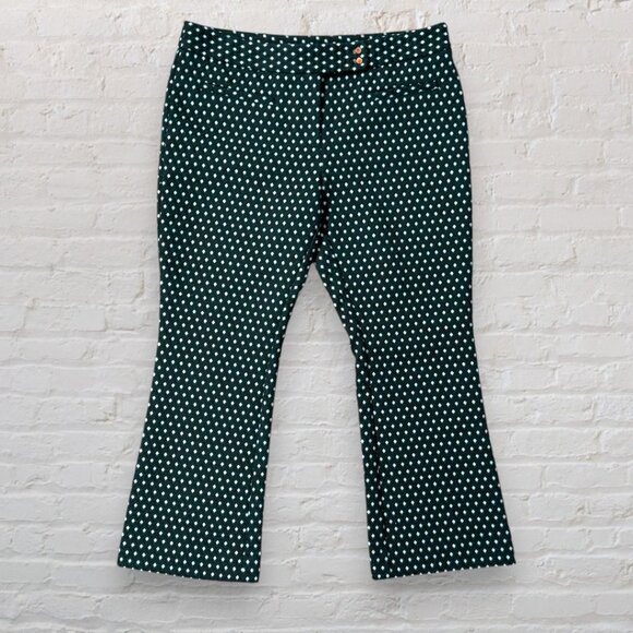 ANTHROPOLOGIE Cantonieer Loire Green Motif Charlie Crop Flare Trousers Pants 10P - Picture 1 of 7